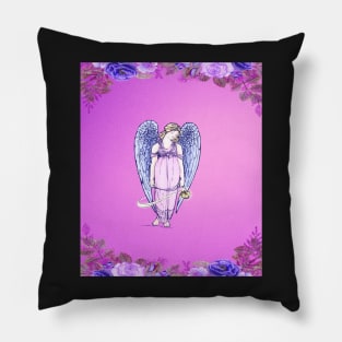 Vintage Angel With Flowers Pillow