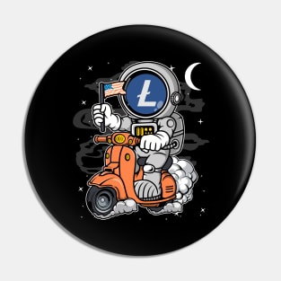 Astronaut Scooter Litecoin LTC Coin To The Moon Crypto Token Cryptocurrency Blockchain Wallet Birthday Gift For Men Women Kids Pin