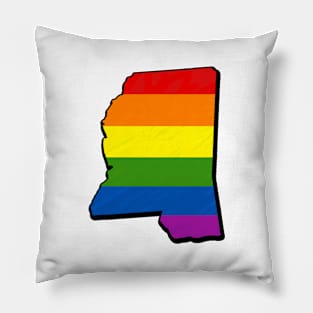 Rainbow Mississippi Outline Pillow