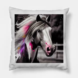 Majestic Mane Color Splash, Equestrian Fashion, Horse Breeds Pillow