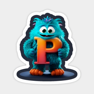 Cute Monster for Kids Alphabet Letter P Funny Back to School Magnet