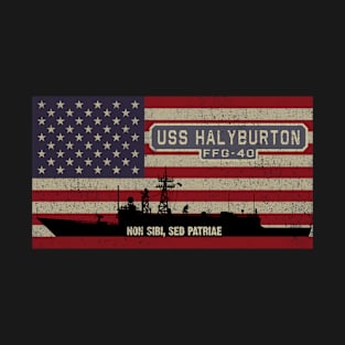 Halyburton FFG-40 Frigate Ship USA American Flag Gift T-Shirt