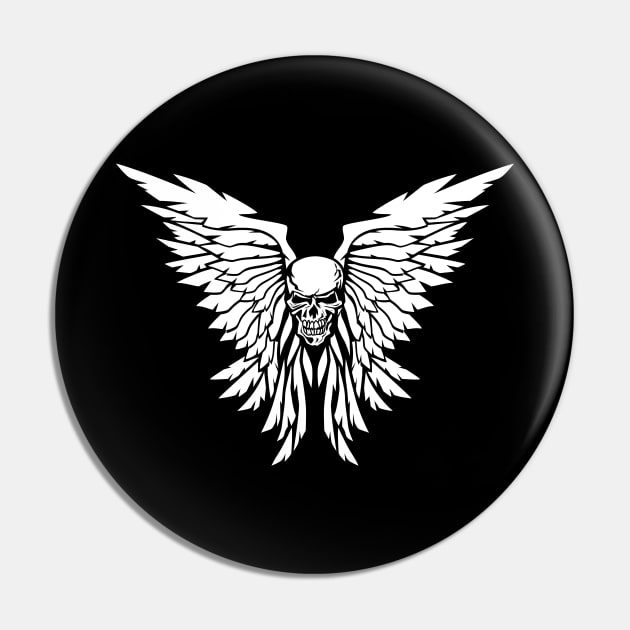 Classic Old School Skull Wings Illustration Pin by hobrath