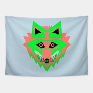 Neon Green Fox Face Tapestry