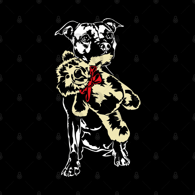 Funny Cute Pitbull dog portrait by wilsigns