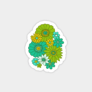 Retro Daisy Floral - Lime Magnet