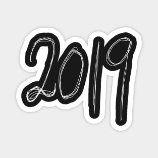 2019 Dark and Gritty Pen Text Year Number (white) Magnet