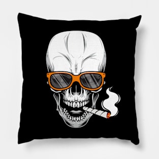 modern smoking skull Pillow