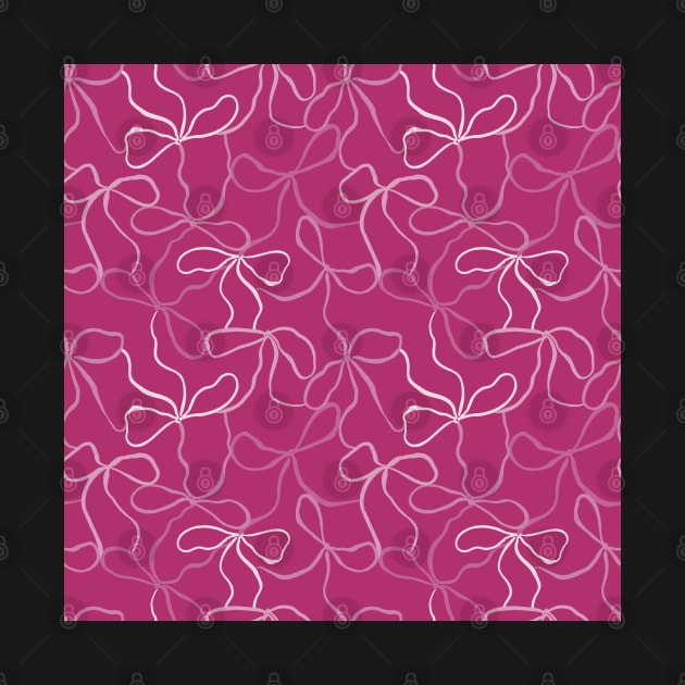 Coquette Pink Bows on a dark pink background pattern by marufemia