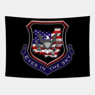 Eyes in the sky American flag eagle shield Tapestry