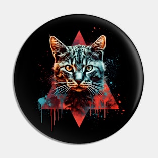 Geometric Cat Art Pin