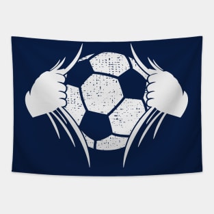 Soccer Ball Bursting Through Chest Tapestry