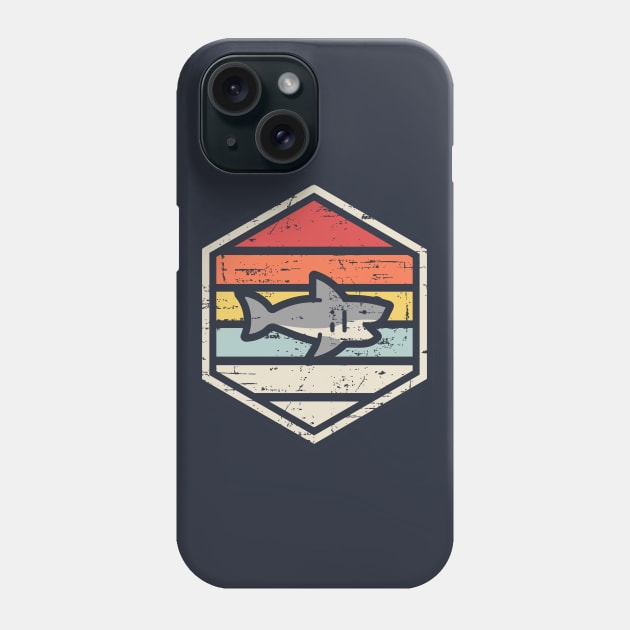 Retro Badge Shark Phone Case by rojakdesigns