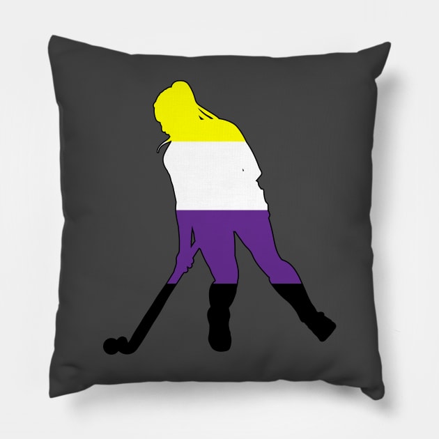 Field Hockey: Nonbinary Pride Pillow by ziafrazier