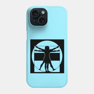 Vitruvian Man - Original Logo Banner Sigil - Dark Design for Light Backgrounds Phone Case