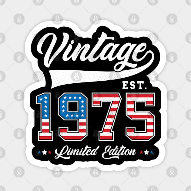 48th Birthday Patriotic Vintage 1975 USA Flag 4th of July Magnet by BramCrye