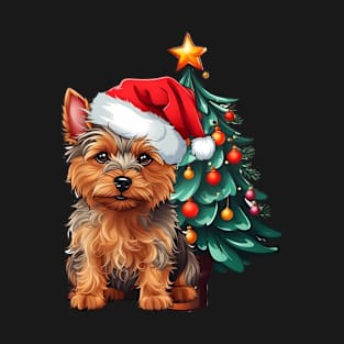 Christmas Australian Terrier dog Santa Hat Xmas Family Sweater T-Shirt