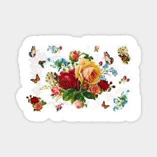 Romantic Roses Butterflies with Victorian Frame Calligraphy Magnet