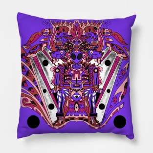 aztec knight in mictlan underworld throne ecopop art Pillow