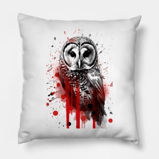 Barred Owl Ink Painting Pillow