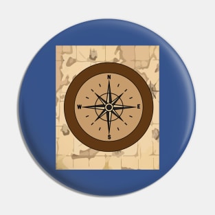 Old Retro Compass Signpost Viking Pin