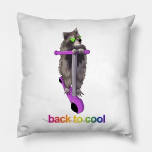 Back to cool raccoon on scooter Pillow