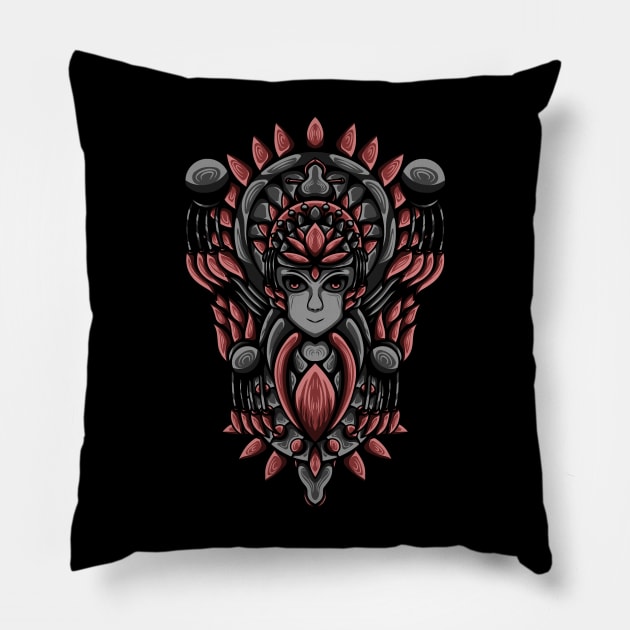 Artwork Illustration Of God Of Women With Engraving Pillow by Endonger Studio