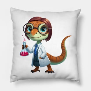 Cute Velociraptor Clever Girl Illustration Pillow