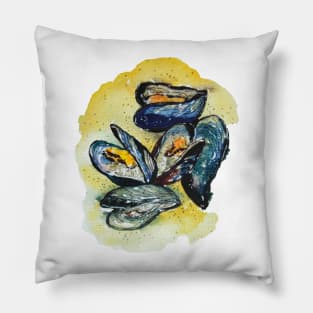 Mussels watercolor Pillow