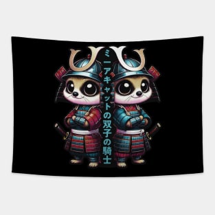 Kawaii Samurai Cute Animal Meerkat with Katana Warrior Tapestry