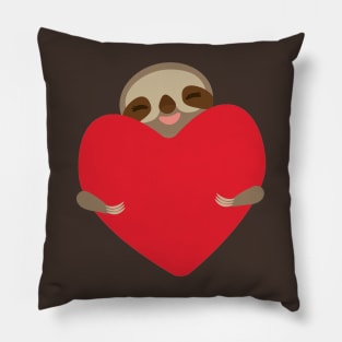 Cute sloth with red heart Pillow