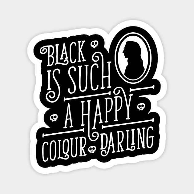 Morticia Addams - Black Happy Colour - Typography Magnet by RetroReview