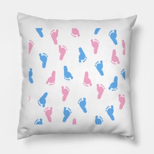 Baby foot prints blue and pink Pillow