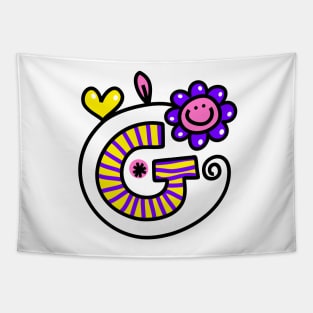 Letter G abc monogram hand drawn colorful alphabet Tapestry