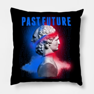 Janus Mythology Vaporwave Blue and Red Pillow