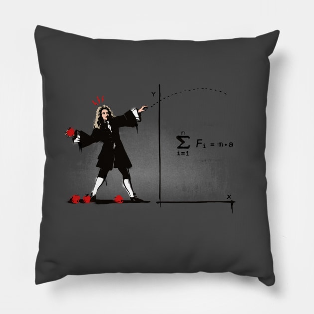 Newton Bombs - Funny Physics Science - Banksy Street Art Pillow by BlancaVidal