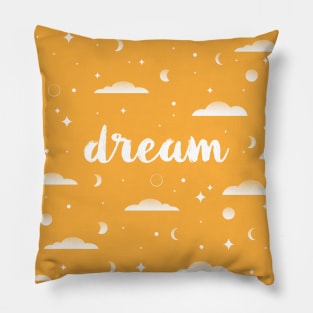 Dream, clouds, moons and stars pattern Pillow