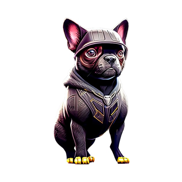 Frenchie in Sleek Feline Attire Version 2 by fur-niche