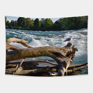 Seagull Near the Rapids Tapestry