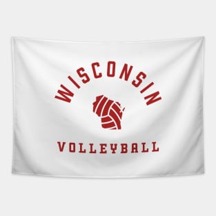 Wisconsin Volleyball - Red - Indoor Beach Grass Tapestry