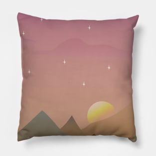 Beautiful sky mountain stars landscape soft pastel Pillow