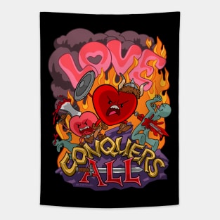 Love Conquers All - Barbarian Viking Hearts Tapestry