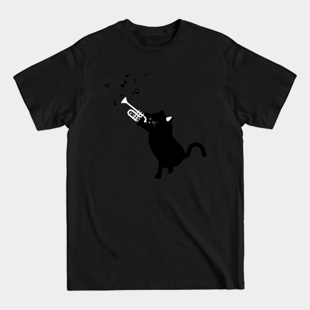 Discover Black cat playing trumpet - Black Cat - T-Shirt