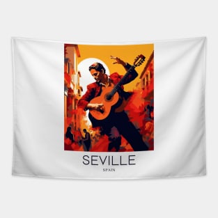 A Pop Art Travel Print of Seville - Spain Tapestry