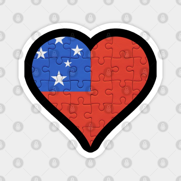 Samoan Jigsaw Puzzle Heart Design - Gift for Samoan With Samoa Roots Magnet by Country Flags