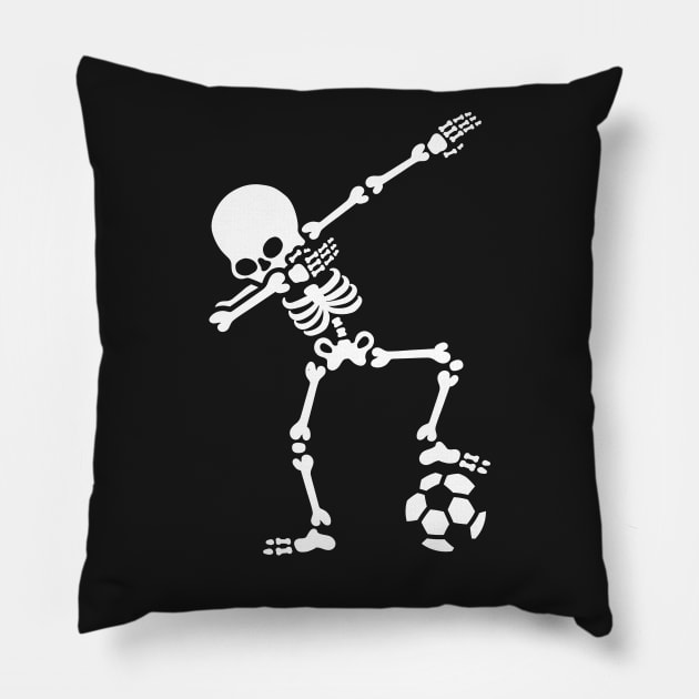 Dab dabbing skeleton football (soccer) Pillow by LaundryFactory