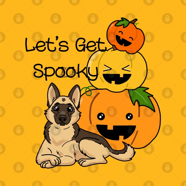 Hallowe'en German Shepherd and Pumpkins by Inugoya