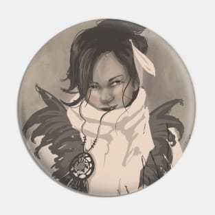 Portrait Girl Vintage Illustration Pin