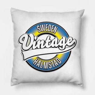 Halmstad sweden vintage style logo Pillow