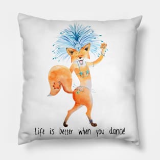 Happy dancing fox illustration Pillow